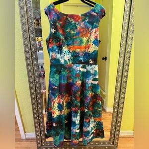 🎀 Betsey Johnson Multicolor Abstract Midi Dress